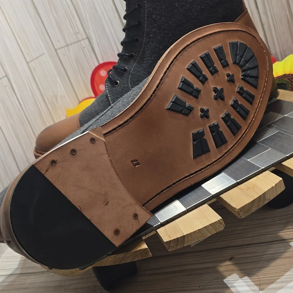 One‎ Ground Gray and Brown Men's Leather Boots